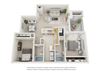 2 bed 2 bath floor plan.